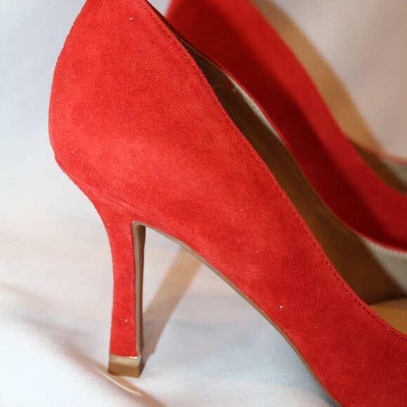NEW KENNETH COLE ROMI WOMEN'S SIZE 8 RED SUEDE PUMP SANDALS‎ - Picture 4 of 7